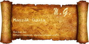 Maszák Gyula névjegykártya